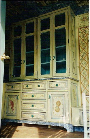 Painted kitchen storage unit. 
