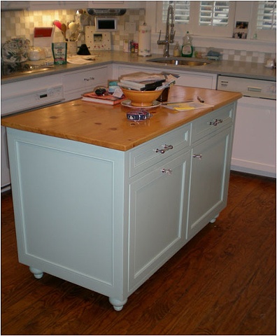 Painted Island with Pine Countertop 