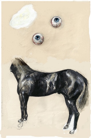 horse with eyeballs, Ludwig Wittgenstein, contemporary drawing