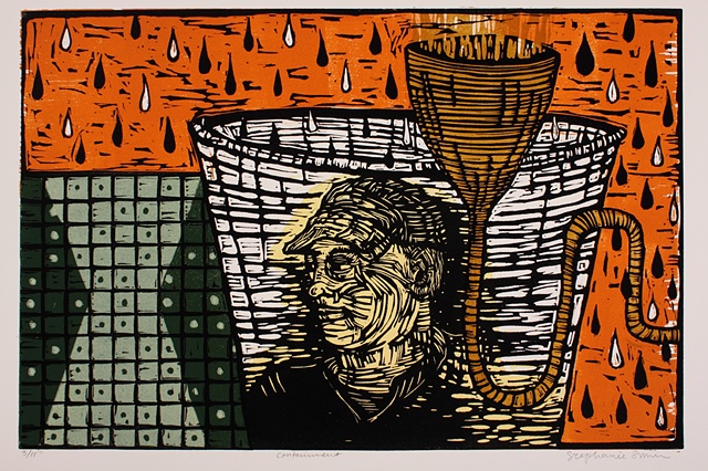 Containment woodcut gulf oil spill