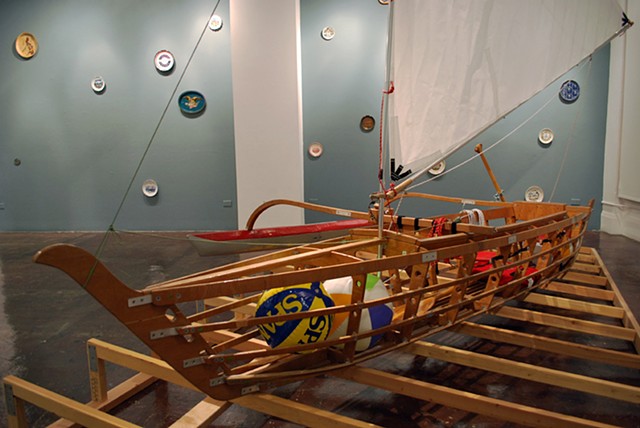 Baby (Medium for Intercultural Navigation)

2011/12
Hand-made collapsible Pacific outrigger canoe and commemorative plates