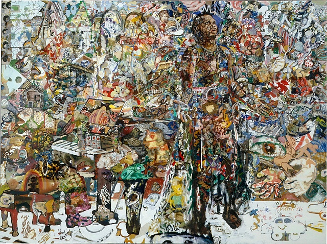 Keith Sklar painting of Paul Robeson, "Hero (Paul Robeson), "Hero" series, oil paint and acrylic paint on canvas, 