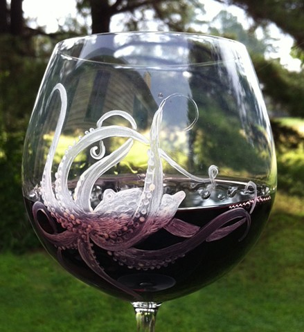 "Oralie" Octopus wine glass