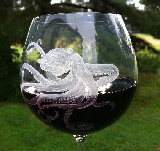 "Ona" Octopus wine glass