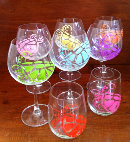 "Six Turtles" wine glasses