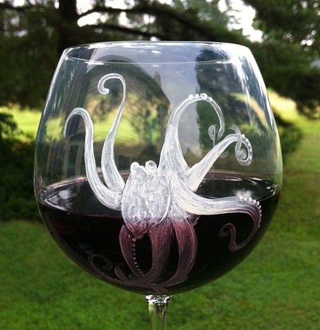 "Opal" Octopus wine glass