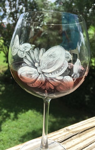 Butterfly wine glass