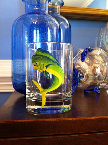 Game Fish rocks glass