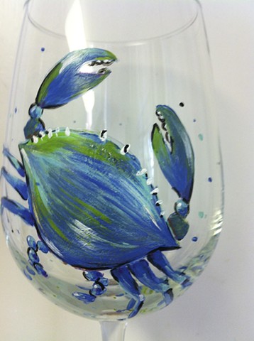 crab wine glass detail