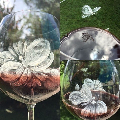 Butterfly wine glass collage