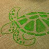 "Six Turtles"  Burlap Table Runner