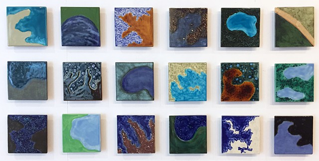 Jason Messinger ceramic tile modular art mural of map based design