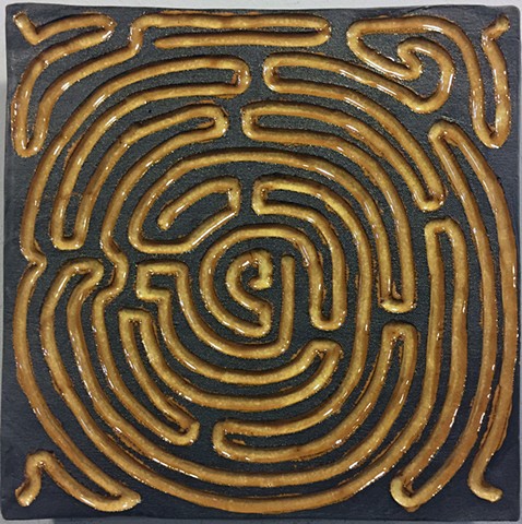Jason Messinger porcelain tile modular art mural of labyrinth maze design