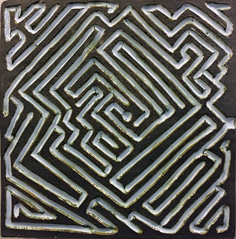 Jason Messinger porcelain tile modular art mural of labyrinth maze design