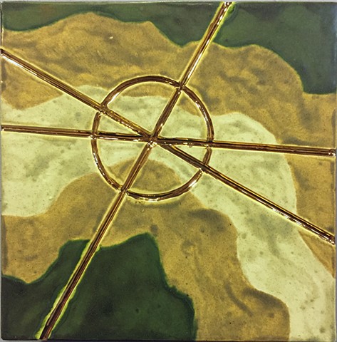 Jason Messinger ceramic tile modular art mural of ley lines map design