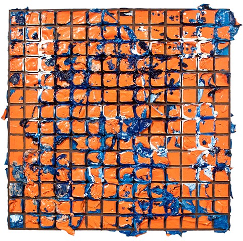 Gridded Paint (Orange on Blue)