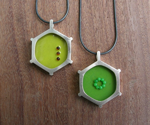 enamel necklace cell plant