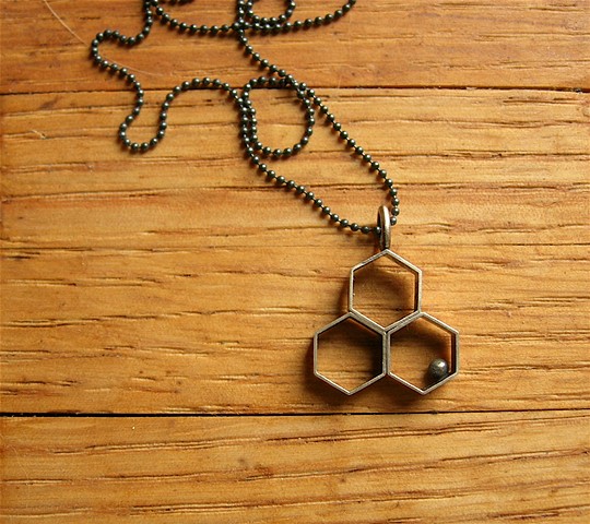 paper wasp necklace oxidized silver fabricated egg 