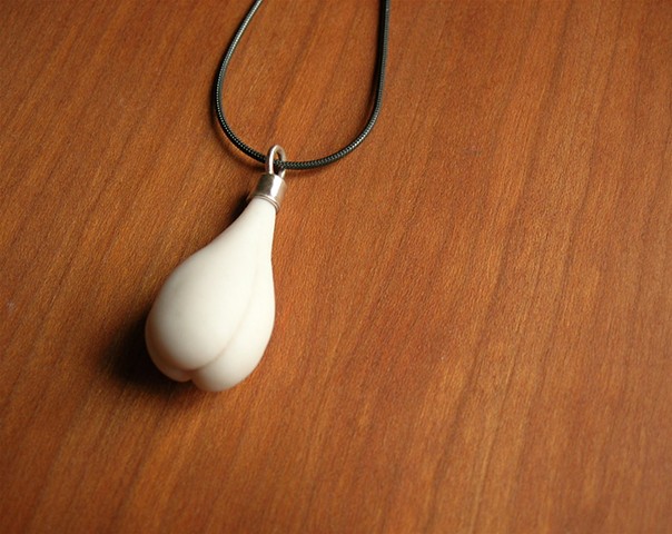 lily seed pod porcelain silver necklace