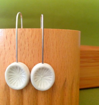carved porcelain earrings - oval