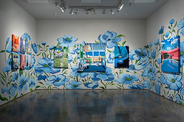 Installation view with acrylic wall painting