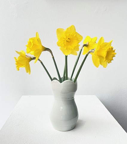 Scalloped vase wheel thrown porcelain and glaze 