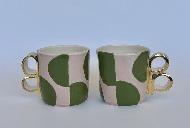 Pink and Green Mugs