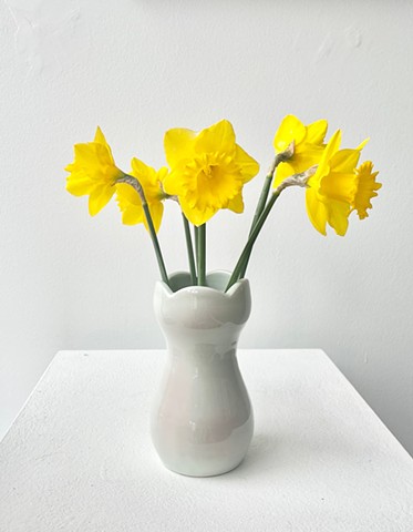 Scalloped vase wheel thrown porcelain and glaze 