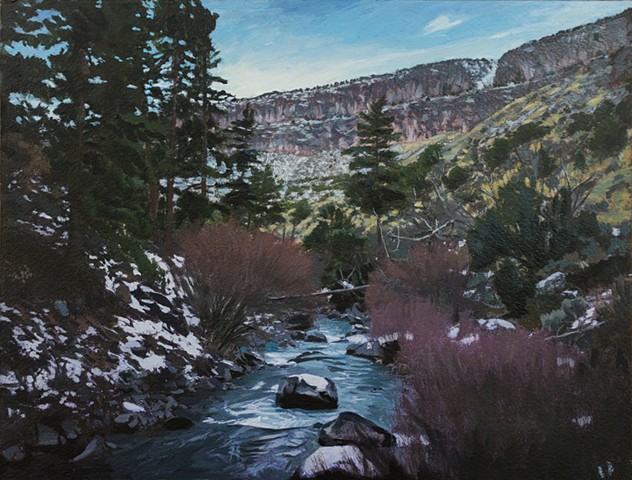 Acrylic Landscape of Red River at the Rio Grande