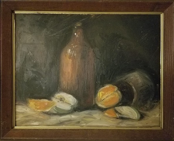 Still Life with Brown Jug and Orange