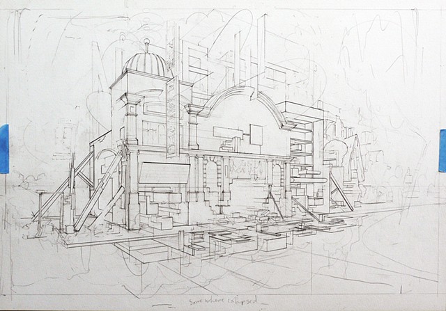 pencil perspective drawing electric cinema london Soho House