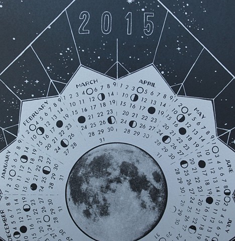 2015 lunar calendar silkscreen moon phase chart