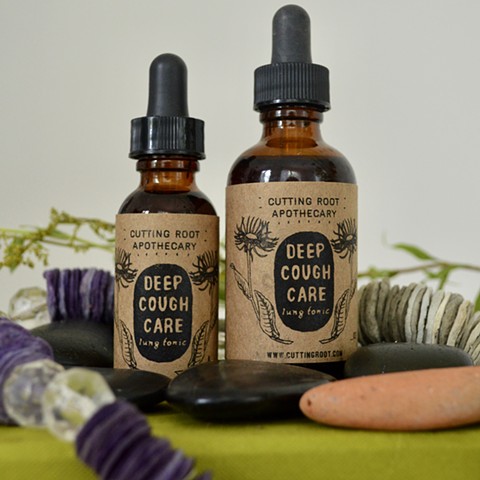 Deep Cough Care tincture label design for Cutting Root Apothecary. 