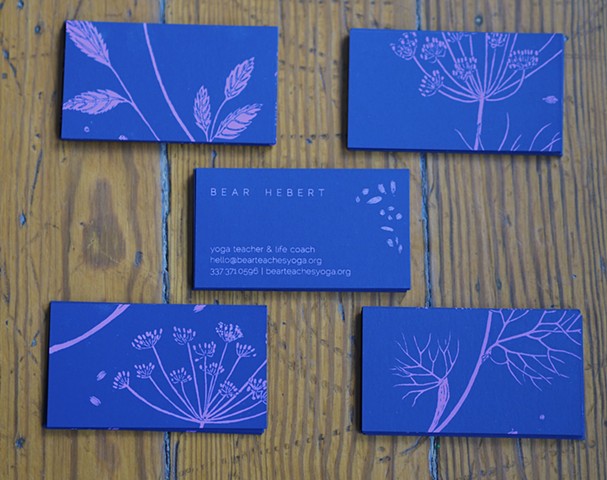 Screen printed Botanical Business Cards