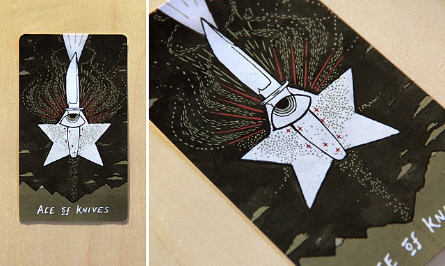 Ace of Knives Tarot Card for Slow Holler Tarot Deck