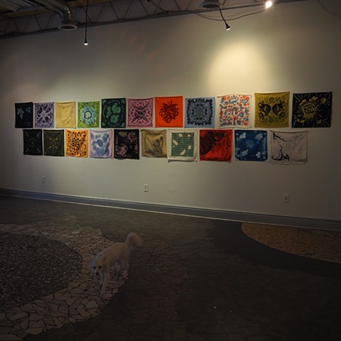 sample of artist hankies from installation at Irma Freeman Center for Imagination