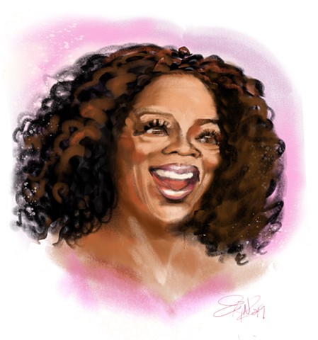 Oprah Winfrey, digital caricature, 9" x 12"