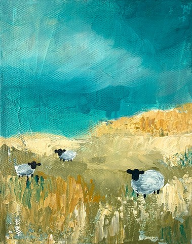 sheep landscape painting by tracy yarbrough