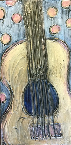 Textured acoustic guitar painting by tracy yarbrough