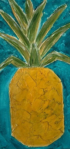 Textured pineapple painting by Tracy yarbrough 