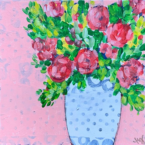 Pink flowers in vase by Tracy yarbrough