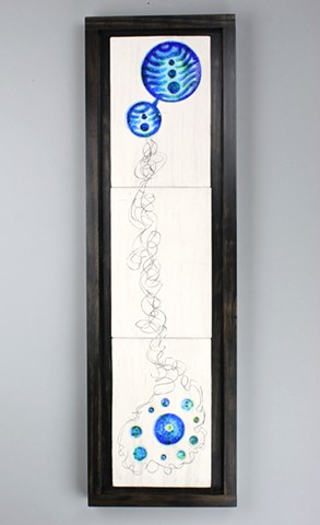 Wall art tile with fused glass