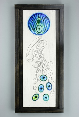 Wall art tile with fused glass