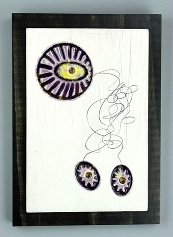 Wall art tile made from clay with fused glass