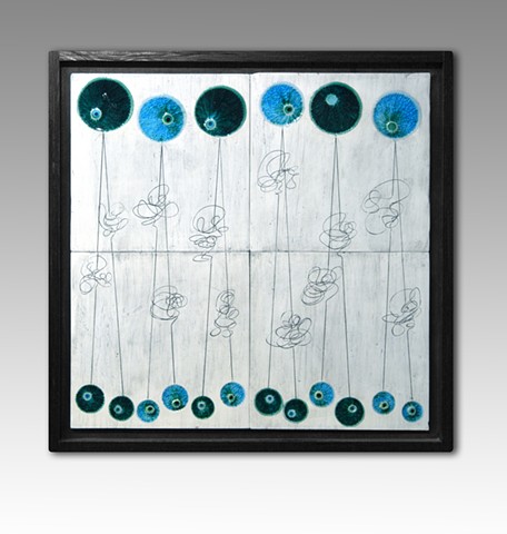 Wall art tile fused with glass