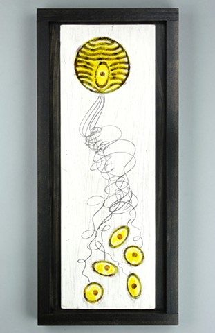 Wall art tile with fused glass