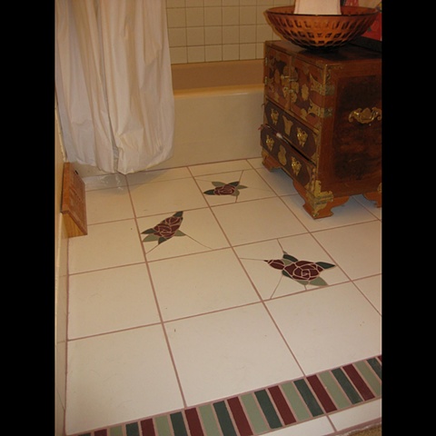 Unique rose mosaic bathroom floor