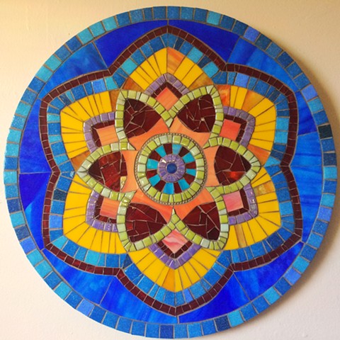 Stained glass mosaic mandala art
