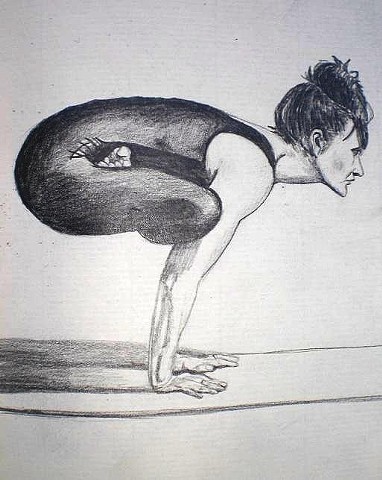 Padmasana Arm Balance Yogi Pencil Drawing