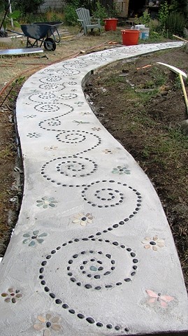 Pebble mosaic path